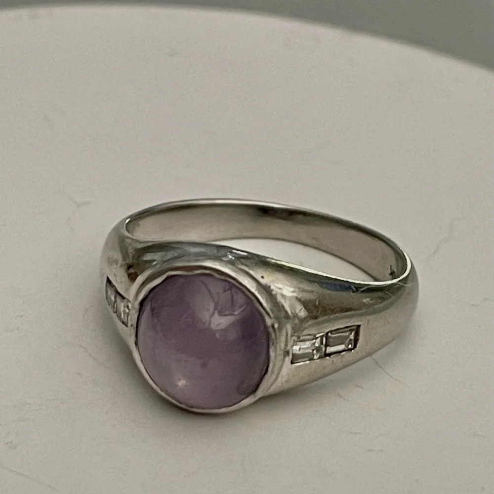 18k White Gold Star Sapphire Ring - Picture 9 of 14